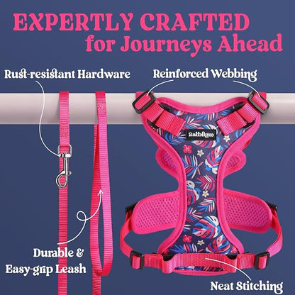 rabbitgoo Cat Harness and Leash for Walking, Escape Proof Soft Adjustable Vest Harnesses for Cats, Easy Control Breathable Reflective Strips Jacket, Coconut Fuchsia,XS