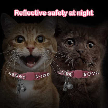 LLHK 2 Pack Breakaway Cat Collars & 2 Pcs Name Tags,Reflective Safety Kitten Collar with Bell,for Girl Boy Male Cats,Adjustable 7''-12'', Personalized ID Tag,Pet Supplies,Accessories
