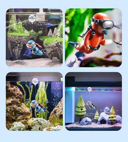 2-Pack Cute Little Diver Aquarium Decorations - Floating Aquarium Accessories for Fish Tanks