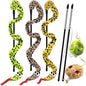 Interactive Cat Toy Wand with Catnip Mouse, Cat Teaser Wand Rainbow String for Bored Indoor Adult Cats and Kittens (5 Pack)