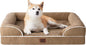 EHEYCIGA Orthopedic Dog Beds for Large Dogs, Waterproof Memory Foam Large Pet Bed with Sides, Non-Slip Bottom and Egg-Crate Foam Dog Couch Bed with Washable Removable Cover, Camel