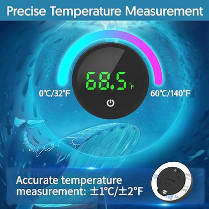 QZQ Fish Tank Thermometer Aquarium Thermometer Wireless Touch Stick Digital Aquarium Thermometer LED Display ±1°F for Monitoring The Fish Tank Aquarium Temperature Accessories (2 Pack Black)