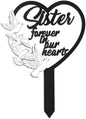BUoonyer Stake Graves Cemetery Decorations - Sister Metal Memorial Grave Markers, Girls Heart Graveyard Sympathy Plaque, Dove Remembrance Graveside Burial Decor Sign for Outside Yard Garden