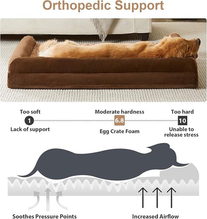 BFPETHOME Dog Beds for Large Dogs, Orthopedic Dog Bed for Medium Large Dogs,Big Waterproof Couch Pet Bed with Removable Washable Cover