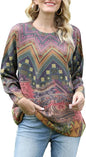 YESNO Women Christmas Sweater Graphic Printed Oversized Pullover Sweaters Casual Loose Knit Tops S01