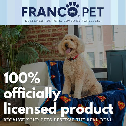 Franco Pet Superman DC Comics Super Soft Cozy Waterproof Sherpa-Backed Blanket Throw for Large Dogs, Couch/Bed/Car, 50x60 (Officially Licensed Product)