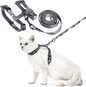 PUPTECK Adjustable Cat Harness and Leash Set Escape Proof Kitten Strap Collar for Walking Travel, Printed Dark Grey