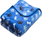 Dog Blanket Paw Bone Pattern 1 Pack 1 Super Soft Warm Flannel Sofa Cover Car Bed Protector, Urine Proof Washable Outdoor Pet Blanket for Puppy Large Dogs & Cats,80"*60" Blue