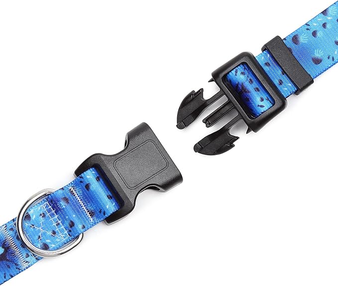 Mercano Adjustable Dog Collar - Special Design Patterns, Soft Nylon Comfortable Sturdy Pet Collar for Small Medium Large Dogs (M, Blue Ocean)