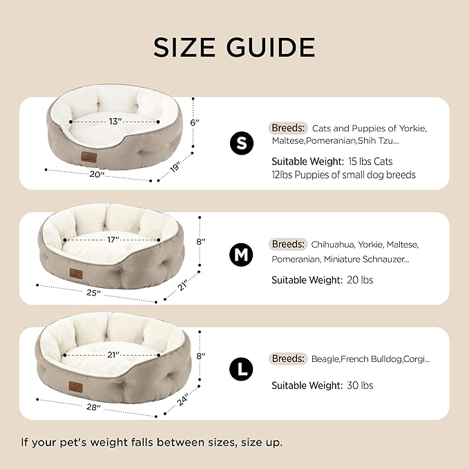 Bedsure Dog Beds for Small Dogs - Round Cat Beds for Indoor Cats, Washable Pet Bed for Puppy and Kitten with Slip-Resistant Bottom, 25 Inches, Black