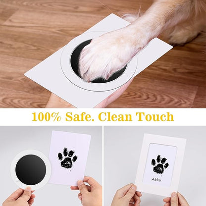 Nabance Inkless Paw Print Kit for Dogs, Cats with 3-Pcs Round Ink Pad & 2 Paper Frame, Clean Touch Dog Nose & Baby Handprint Kit, Pet Paw Print Impression Kit, Keepsake Gifts for Pet Lovers, New Moms