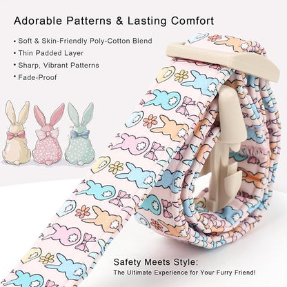 Easter Dog Collar for Small Dogs - Pastel Bunny Easter Collars for Female Dogs, Cute Spring Girl Dog Collar, Lightweight Adjustable Cartoon Holiday Pet Collars S