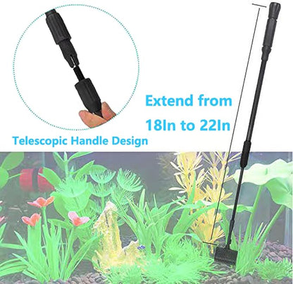 Carefree Fish 4IN1 Aquarium Cleaning Tools Long Handle Adjustable Length 18~24Inch Fish Tank Cleaner Kit Algae Scraper Scrubber Brushes Set