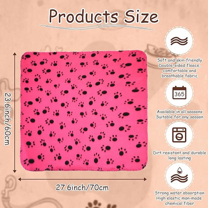 Tatuo 10 Pieces Pet Blankets with Paw Print Dog Cat Fleece Blankets Soft Warm Sleep Mat Pad Bed Cover for Kitten Puppy and Other Small Animals, 24 x 28 Inch(Vibrant Color)