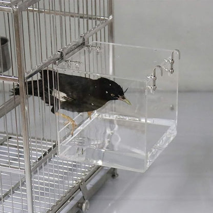 Big Bird Bath Cage, Cleaning Pet Supplies Cockatiel Bird Bathtub with Hanging Hooks for Birds Lovebirds Cockatiels Canaries Sun Conures for Most Birdcage