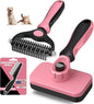 3PCS Self Cleaning Slicker Brush & Pet Grooming Rake & Flea Comb for Dogs,Cats and Horses | Double-Sided Dematting Comb & Skin Friendly Deshedding Grooming Tool | Pet Supplies (Light Pink Black)