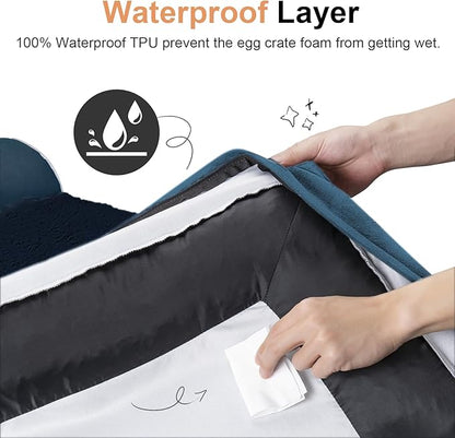 Large Dog Bed Orthopedic Washable: Jumbo Dog Bed Bolster Extra Large Dogs Egg Crate Foam Sofa Couch Waterproof Removable Cover - Navy