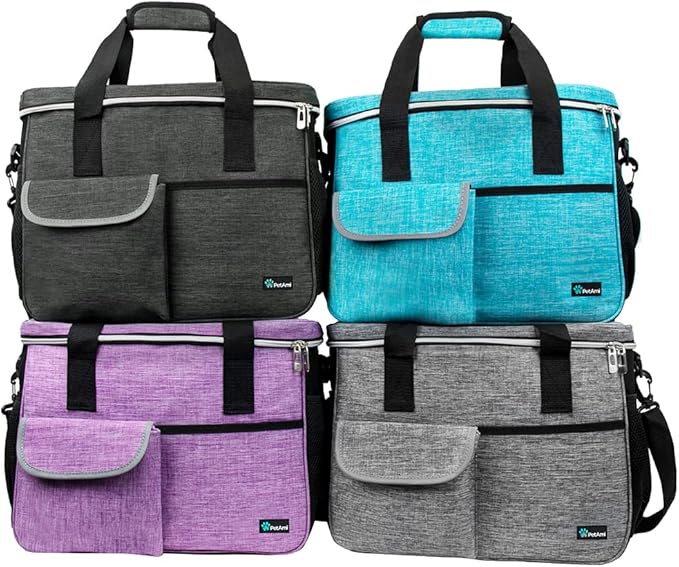 PetAmi Travel Bag Organizer - Dog & Cat Diaper Bag with Food Container and Bowls, Perfect for Weekend Camping (Sea Blue, Large)