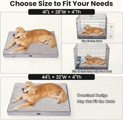 OhGeni Orthopedic Waterproof Dog Bed for Large Dogs, Machine-Washable Removable Cover in Easy-Clean Fabric, High Density Foam & Easy-Carry Handle, Wider and Larger, 44 inch (Pink)