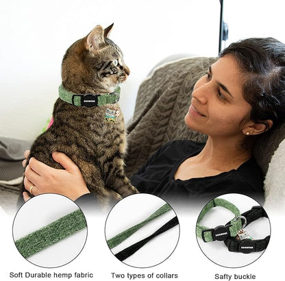 Cat Collar,2 Pack Cat Collars Breakaway with Bell, DOGWONG Safety Buckle Black Cat Collar for Girl Boy Cats and Small Dogs，Adjustable 7-12 Inch,Pet Supplies Accessories