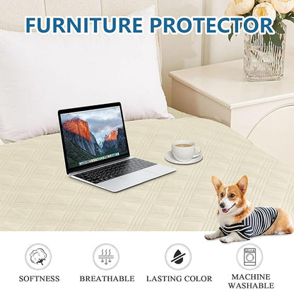 hyha Waterproof Dog Blanket, Reversible Pet Bed Blanket, Soft Sofa Couch Cover for Dogs Washable, Waterproof Pet Couch Covers for Sofa Puppy Cats Furniture Protector(52"x82", Beige/Beige)
