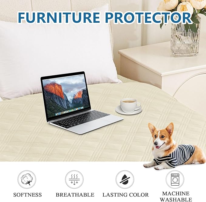 hyha Waterproof Dog Blanket, Reversible Pet Bed Blanket, Soft Sofa Couch Cover for Dogs Washable, Waterproof Pet Couch Covers for Sofa Puppy Cats Furniture Protector(30"x70", Beige/Beige)