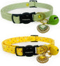 2 Pack Cotton Breakaway cat Collars with Bell,Safety Quick Release Pendant Cute Kitten Collar,Adjustable 20-30cm (Lemon+Pastel Green, 20-30cm)