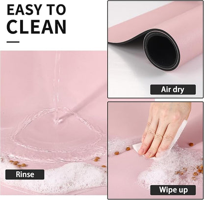 Dog Food Mat - Absorbent Cat Mat for Food and Water, No Stains Pet Feeding Bowl Mat, Easy to Clean Pet Placemats, Quick Dry Dog Water Dispenser Mat for Messy Drinkers | Pink 18"x28"