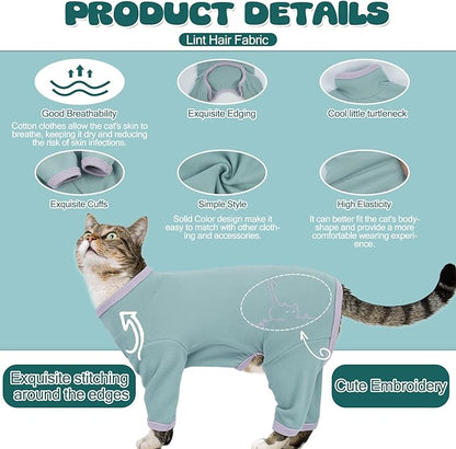 Cat Pajamas for Cats Only, Sticky Hair Cat Clothes, Sphynx Hairless Cats Sweater, Recovery Suit After Surgery, Prevent Lost Hair Kitten Onesie Shirts Costumes Outfits for Pet