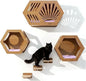 Modern Hexagonal Cat Wall Shelf System, 6-Piece Wood Wall Mounted Cat Furniture with 2 Small Hexagons, 1 Large Hexagon and 3 Climbing Steps, Geometric Cat Shelves