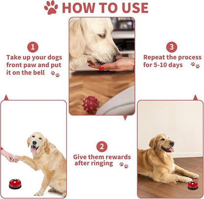 2 Pack Dog Doorbells, Pet Training Bells for Go Outside Potty Training and Communication Device Large Loud Dog Bell Cat Puppy Interactive Toys Adjustable Strap Door Bell (Red)