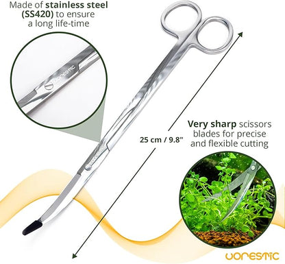 VORESTIC 4Pcs Aquascaping Tools, Stainless Steel Aquarium Tweezers, Scissors and Spatula - Aquascape Tools Set for Trimming, Maintenance