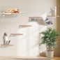 Cat Wall Shelves, Solid Wood Cat Wall Furniture Set, with Cats Bed, Hammock, Felt Ladder, Sisal Scratching Post & Ball (Beige)