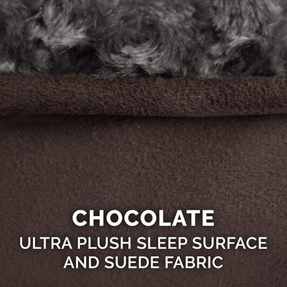 Furhaven Replacement Dog Bed Cover Ultra Plush Faux Fur & Suede Contour Luxe Lounger, Machine Washable - Chocolate, Giant (XXX-Large)