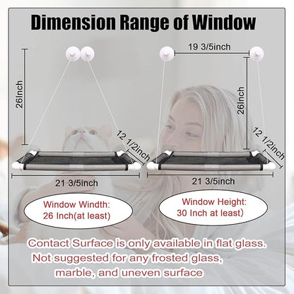 Cat Window Perch, Cat Hammock Window Seat w/Free Fleece Blanket 2025 Latest Screw Suction Cups Extra Large Sturdy Bed Resting Seat Hold Two Large Cats White Indoors (One Extra Suction Cup