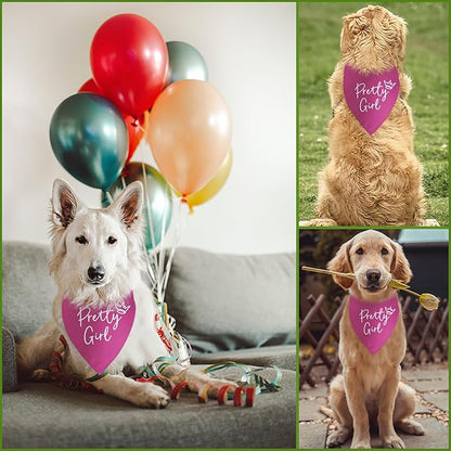 Pretty Girl Dog Bandana Funny Birthday Dog Bandana for Large Medium Small Cats Dogs Pink Puppy Girls Photo Prop Pet Scarf Accessories Christmas Puppy Girl Gifts