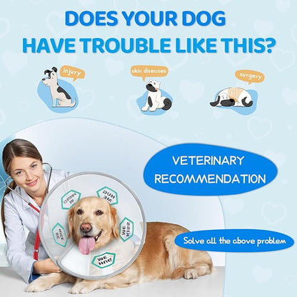 Supet Dog Cone Collar After Surgery to Stop Licking: Adjustable Recovery Elizabeth Collar Alternative for Large Medium Small Dogs, Plastic Pet Head Neck Cone (XL)