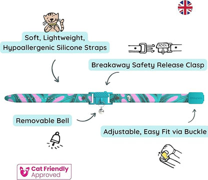 Kittyrama Botanicals Monstera Cat Collar. Award Winning. Hypoallergenic, Quick Release Breakaway, Comfy & Soft. Vet Approved. Other Styles Available