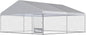 13FT x 13FT Outdoor Dog Kennel with Roof, Outside Dog Run Fence with Rotated Dog Bowls, Large Dog House Pen Enclosure with Secure Lock&Textilene Door