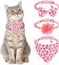 Breakaway Cat Collars with Bell & Cute Pendants - 3 Pack Adjustable Safety Kitten Collars - Decoration for Girl Boy Cats Puppy and Small Pets (Style C - Strawberry)