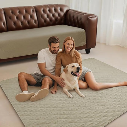 Luciphia 100% Waterproof Couch Cover Blanket for Dogs Anti-Slip Pet Couch Protector Sofa Mat Puppy Cat Blanket with Non-Slip Bottom, Taupe White, 68x82 Inch