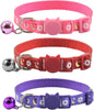3 PCS Breakaway Cat Collar with Bell, Moon Cat Collar Adjustable Cute Kitten Collars Soft for Cat Puppy 7-10.2in (Red Pink Purple)
