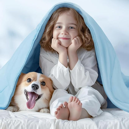 Luciphia Premium Cooling Dog Blanket for Small Medium Dogs Q-max>0.4 Washable Self-Cooling Cat Pet Mat Puppy Breathble Calming Throw for Beds Couches (Blue,40x60 inches)