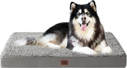 EHEYCIGA Orthopedic Foam Dog Bed, XXL, 47"L x 29"W x 3.5"Th, Light Grey