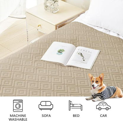 hyha Waterproof Dog Blanket, Soft Dog Bed Cover Pet Blankets, Waterproof Sofa Couch Cover for Dogs Washable, Reversible Pet Couch Covers for Sofa Furniture (82x120 Inch, Taupe/Beige)