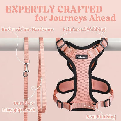 rabbitgoo Cat Harness and Leash for Walking, Escape Proof Soft Adjustable Vest Harnesses for Cats, Easy Control Breathable Reflective Strips Jacket, Light Salmon Pink, XS