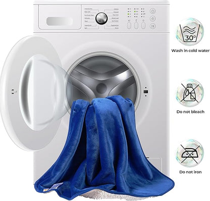 Sunheir Waterproof Blanket for King Size Bed - 108"x86" Soft Reversible Sherpa Fleece Flannel Dog Blankets for Large Dogs, Pet Blanket for Bed, Couch, Soft Plush Furniture Protector, Blue