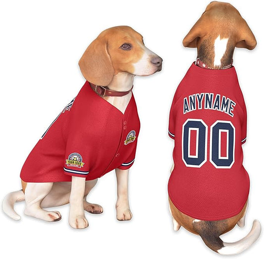 Custom Dog Baseball Jersey with Name Number Logo for Small Pet Dogs-Personalized Dog Shirts