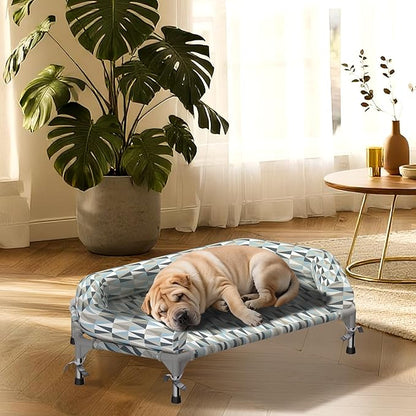 Orthopedic Dog Bed - Beds Bolster,Cooling Elevated Dog Beds with Metal Frame,Raised Dogs Bed,Easy to Assemble,Up to 80 lbs,Medium