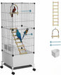 Medium Flight Bird Cage, Black Parakeet Cages with Rolling Stand & Wheels, Wide Birdcage for Parrots Cockatiels Conure Budgie Canary Finch Lovebird